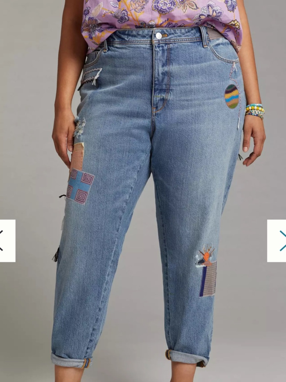 Anthropologie Pilcro The Slim Boyfriend Embroidered Patchwork Jeans - Picture 15 of 15